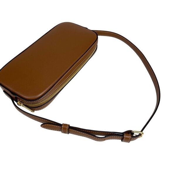 Celine Cuir Triomphe Camera Bag Handbag Shoulder Bag Leather Brown Women - Picture 9 of 10